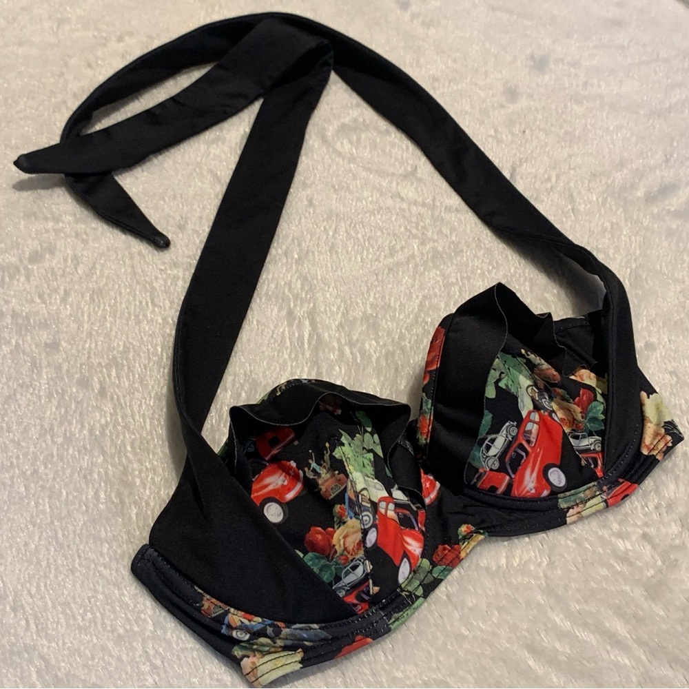 Modcloth Black and Red Bikini Top